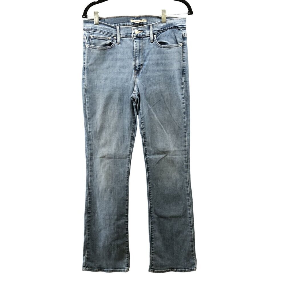 Levis Slimming Boot Jeans Womens Size 31x32 Blue Medium Wash Mid Rise Stretch